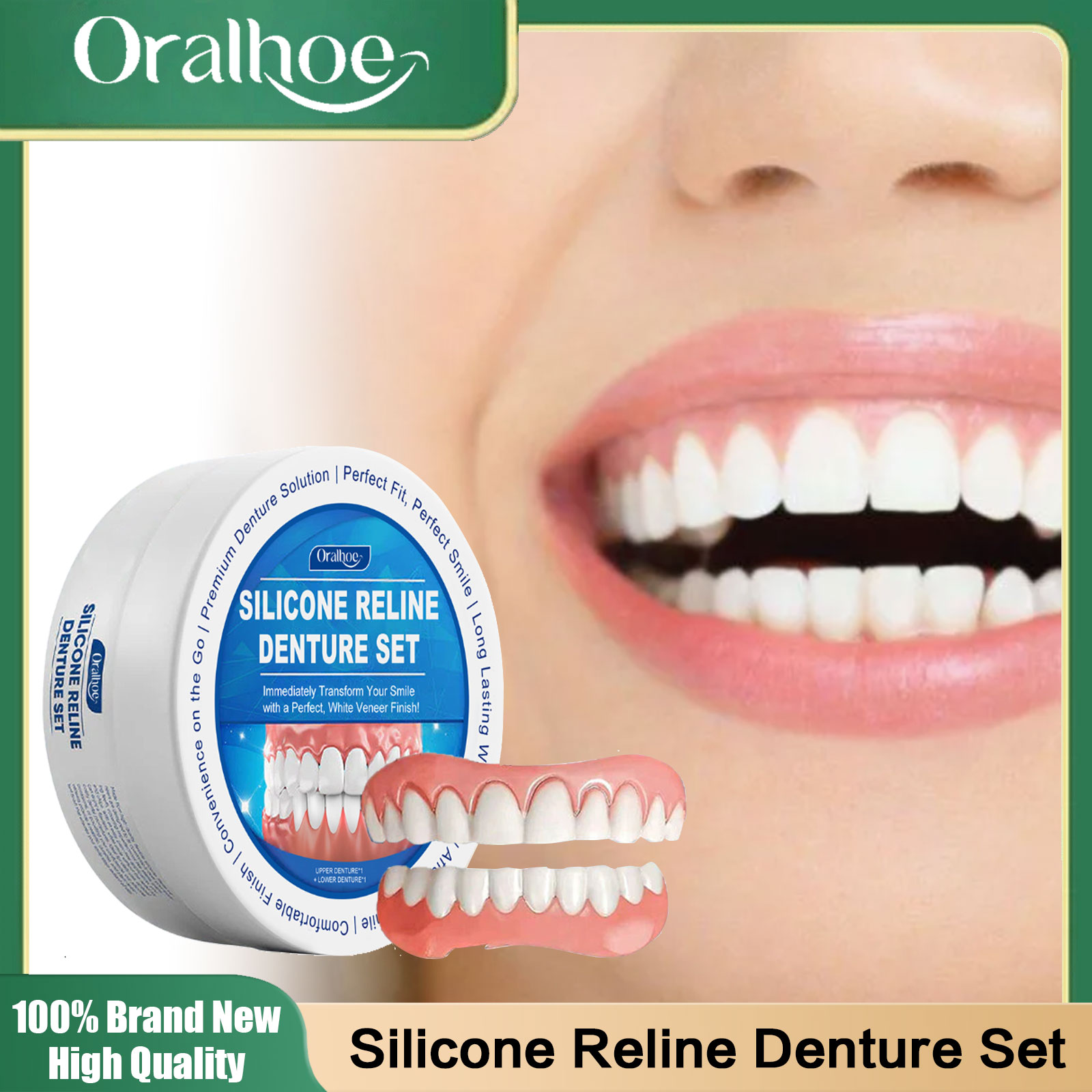 Teeth Whitening Mask - Soft Silicone Dentures Upper and Lower