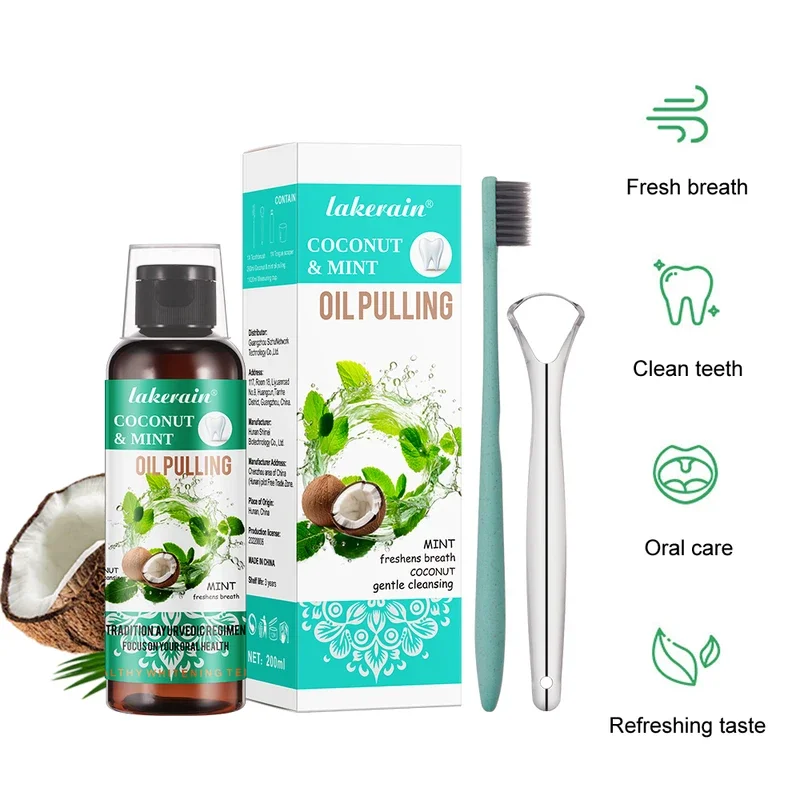 Teeth Whitening With Coconut Oil - 60/100/200/250ml Coconut Mint Pulling Oil Mouthwash