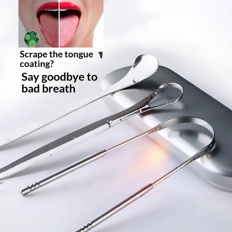 Tongue Scraper Metal - Stainless Steel Tongue Scraper Set Reusable