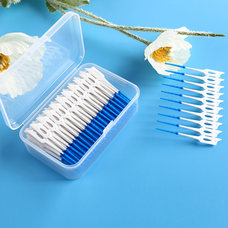 Dental Floss Picks - 200 Pcs/box Silicone Interdental Brush Super