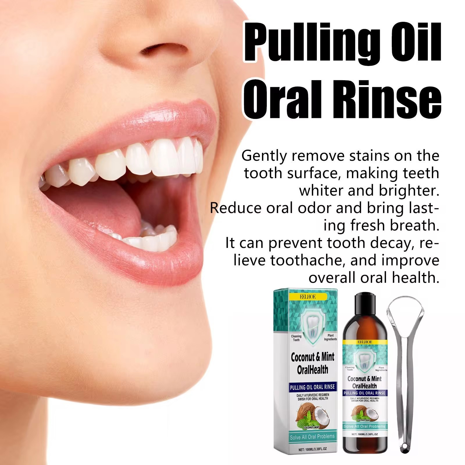 EELHOE Mint Coconut Oil Pullin - Teeth Whitening With Coconut Oil 评论和价格