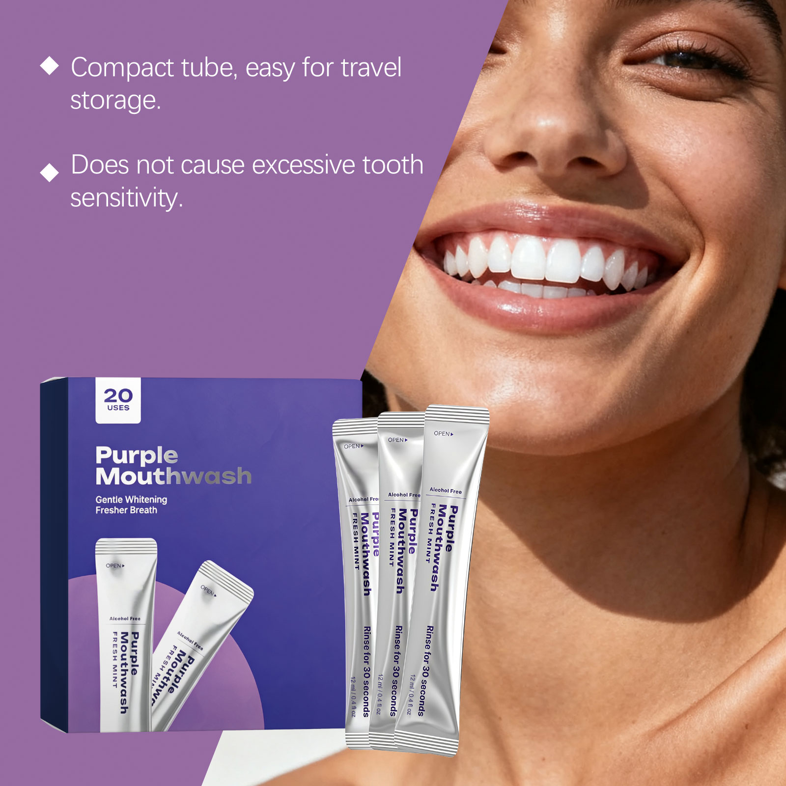 Purple Mouthwash Strips Suppor - Teeth Whitening Promotion 评论和价格
